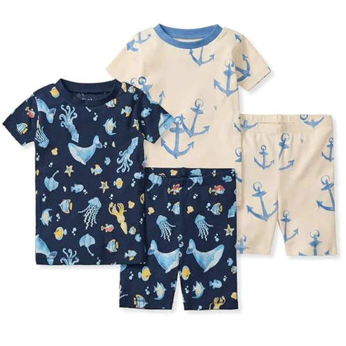 Burt's Bees Baby Boys' Pajamas, Short Sleeve Tee and Shorts 2-Piece PJ Set, 100% Organic Cotton by Burt's Bees Baby - Image 1
