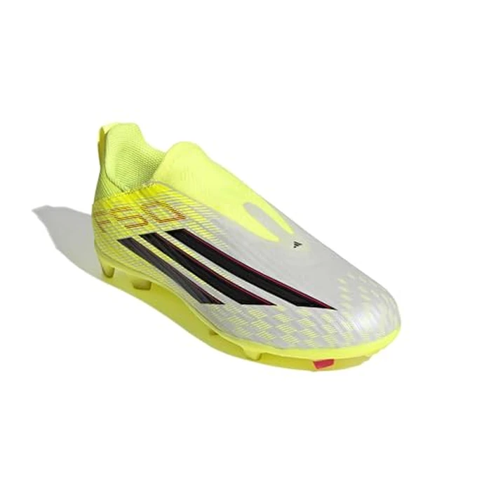 adidas Unisex-Kids F50 League Laceless Firm Ground/Multi Ground J, Team Solar Yellow/Black/Lucid Red, 11 by adidas - Image 3
