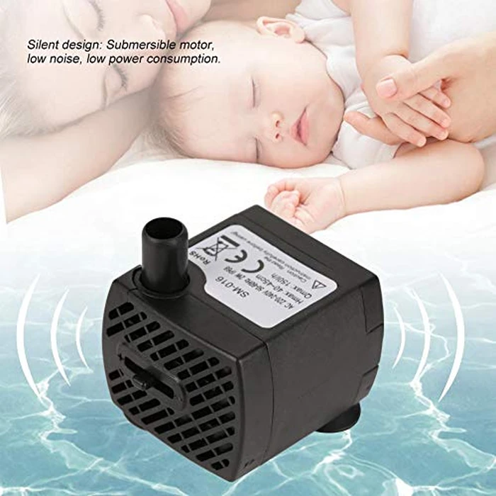Submersible Water Pump,150L/H 2W Energy Efficient Mini Aquarium Pump with 1.5m Cord,Small Fountain Pump for Hydroponics Systems Small Ponds Tabletop Fountains Indoor Gardens Office Decor by GLOGLOW - Image 7