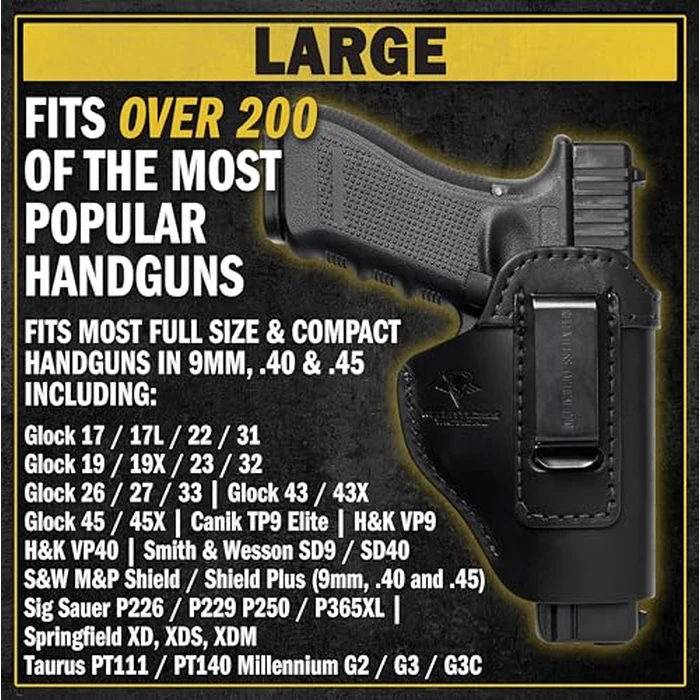 Relentless Tactical The Defender Leather IWB Holster | Made in USA | Fits Glock 17 19 19X 22 26 43 43X 45 | Taurus GC3 | S&W M&P Shield | Canik TP9 Elite | Plus All Similar Sized Handguns | Black RH by Relentless Tactical - Image 2