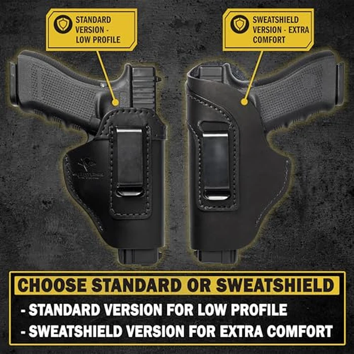 Relentless Tactical The Defender Leather IWB Holster | Made in USA | Fits Glock 17 19 19X 22 26 43 43X 45 | Taurus GC3 | S&W M&P Shield | Canik TP9 Elite | Plus All Similar Sized Handguns | Black RH by Relentless Tactical - Image 4