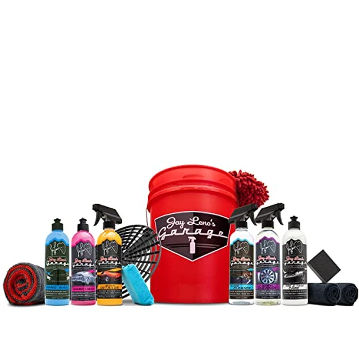 Jay Leno's Garage Car Detailing Kit with Bucket - Essential Car Cleaning Kit, Sprays, Liquids, Microfiber Towels, Applicators and Wash Mitt, All-in-One Car Detailing Kits for Interior & Exterior Care by Jay Leno's Garage - Used - Like New condition - CA$118.81