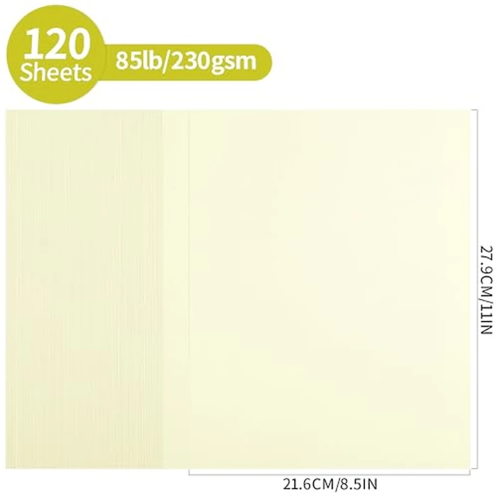 120 Sheets Creamy Cardstock - 8.5” x 11” Letter Size Cover Card Stock 85lb Heavyweight Paper Thick Paper for Scrapbooking, Crafts, Business Cards, Invitations PAP03CC by PENPRIS - Image 2