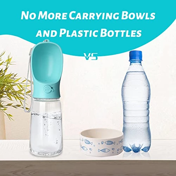 Kalimdor Dog Water Bottle, Leak Proof Portable Puppy Water Dispenser with Drinking Feeder for Pets Outdoor Walking, Hiking, Travel, Food Grade Plastic (19oz Blue) by Kalimdor - Image 2