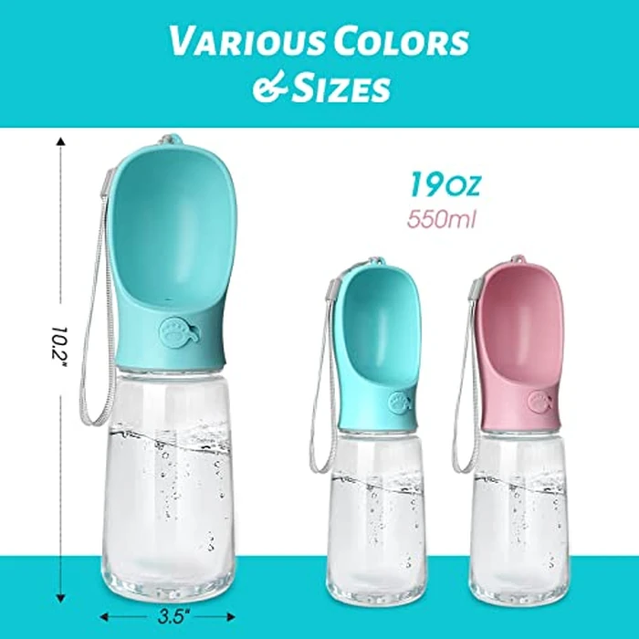 Kalimdor Dog Water Bottle, Leak Proof Portable Puppy Water Dispenser with Drinking Feeder for Pets Outdoor Walking, Hiking, Travel, Food Grade Plastic (19oz Blue) by Kalimdor - Image 7