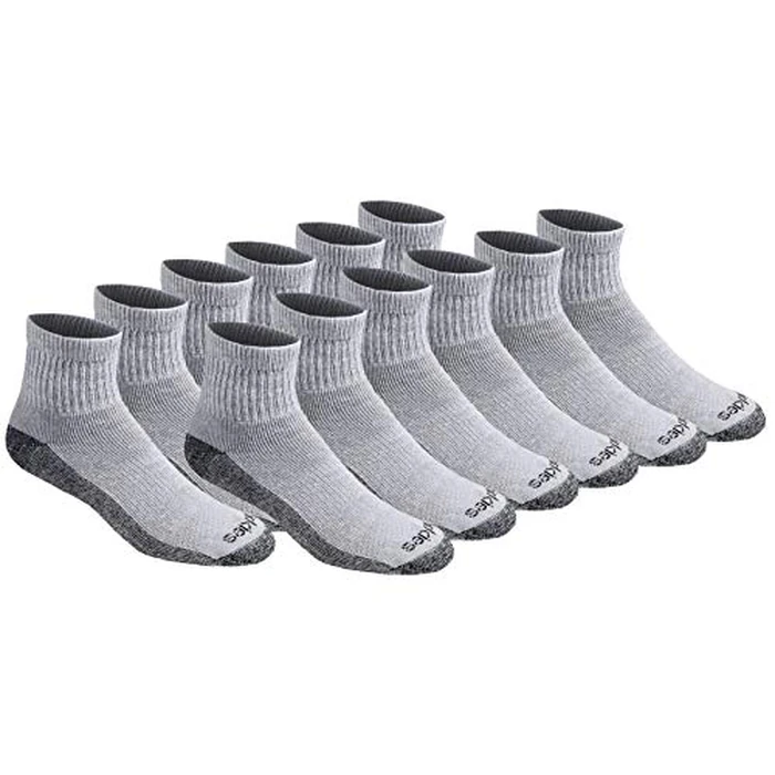 Dickies Men's Dri-Tech Moisture Control Quarter Socks, Available in M-XXL (6, 12, 18 Pairs), Grey (12 Pairs), X-Large by Dickies - Image 1