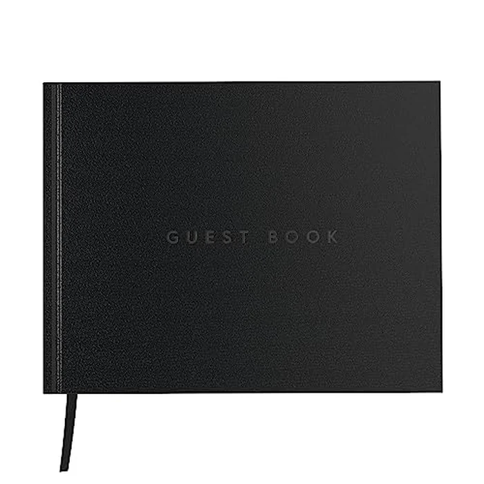 Useful Co. Classic Black Guest Book, Wedding Guest Book for Party, Sign in Book, Vacation Home, Funeral Guest Book, Hardbound Guestbook, Leather Cover, 112 Pages, 23 x 18 cm - Black by The Useful Co. - Used - Like New condition - CA$16.82