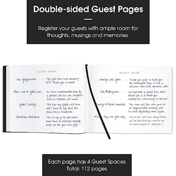Useful Co. Classic Black Guest Book, Wedding Guest Book for Party, Sign in Book, Vacation Home, Funeral Guest Book, Hardbound Guestbook, Leather Cover, 112 Pages, 23 x 18 cm - Black by The Useful Co. - Image 3
