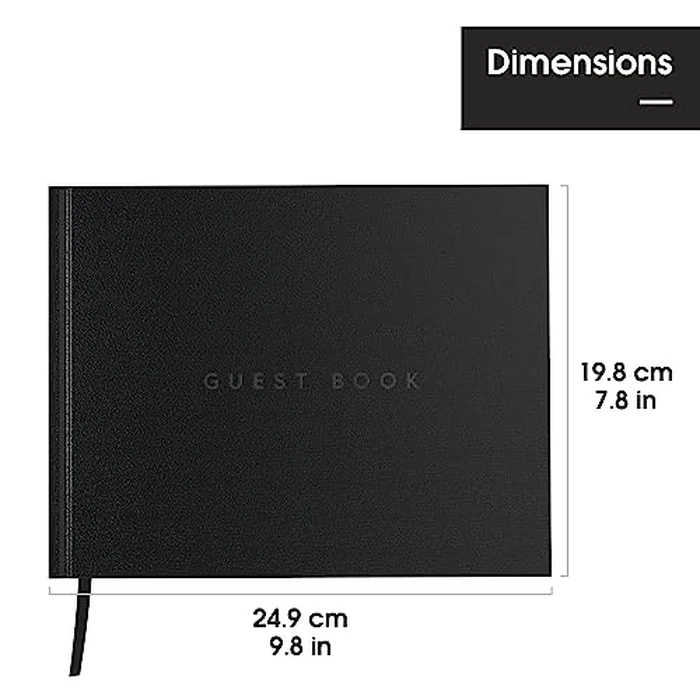 Useful Co. Classic Black Guest Book, Wedding Guest Book for Party, Sign in Book, Vacation Home, Funeral Guest Book, Hardbound Guestbook, Leather Cover, 112 Pages, 23 x 18 cm - Black by The Useful Co. - Image 4