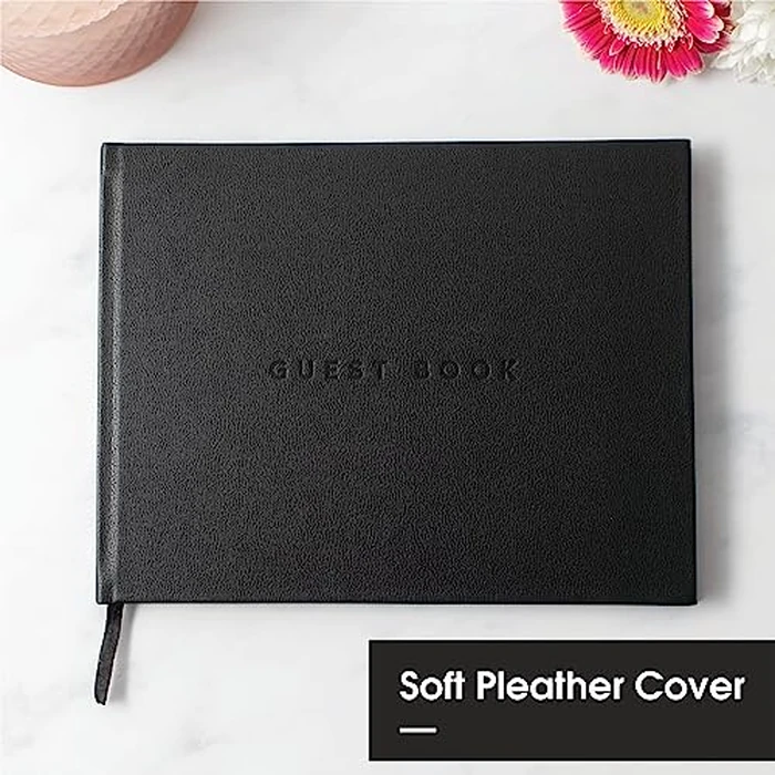 Useful Co. Classic Black Guest Book, Wedding Guest Book for Party, Sign in Book, Vacation Home, Funeral Guest Book, Hardbound Guestbook, Leather Cover, 112 Pages, 23 x 18 cm - Black by The Useful Co. - Image 5