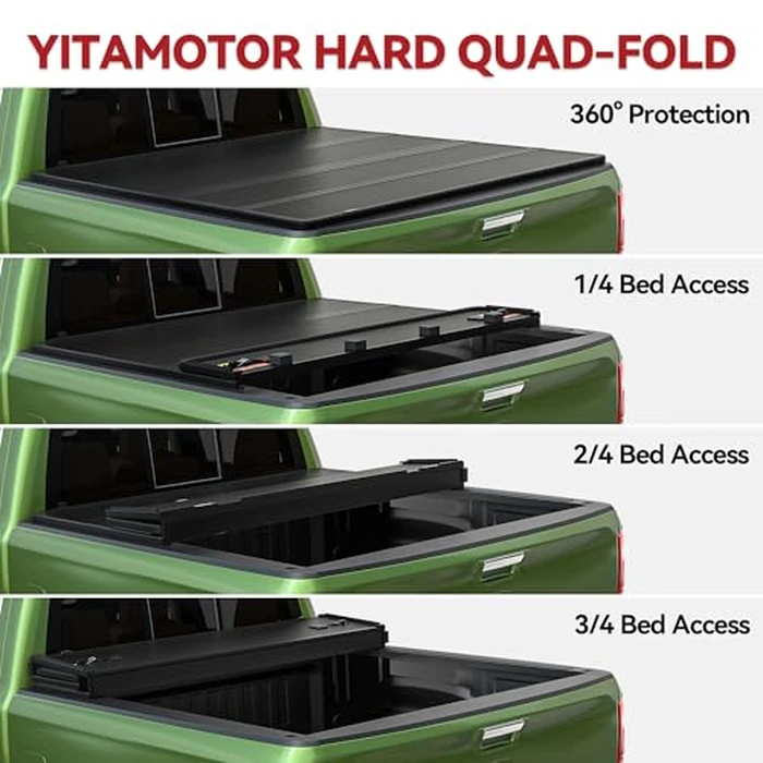 YITAMOTOR Quad Fold Hard Truck Tonneau Cover Fits for Dodge Ram 1500 2009-2024 (19-24 Classic ONLY) with 6.4ft Bed w/o Rambox, Heavy-Duty Aluminum Alloy Bed Cover by YITAMOTOR - Image 5