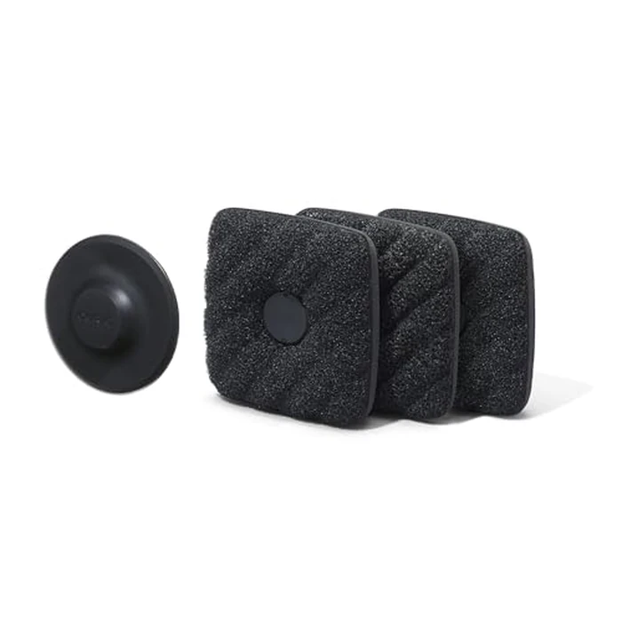 Curio Home Goods Ionic Non-Scratch Dish Sponges with Magnetized Holder, Odor Resistant Synthetic Scrub Sponges, 3 Pack, Black by Curio Home Goods - Used - Like New condition
