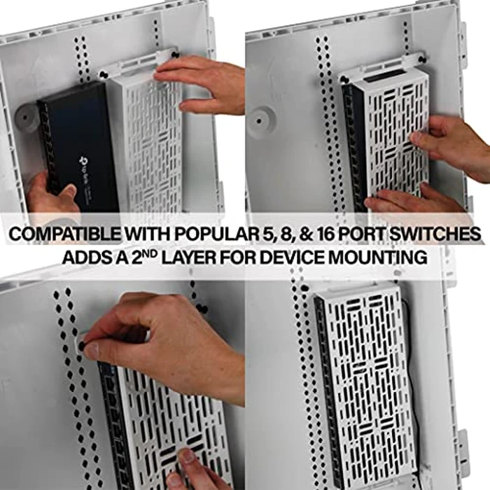 Legrand On‑Q AC1050 5‑Inch Mounting Plate with 1.5" Elevation - Universal Media Enclosure Accessory for Structured Wiring, Low Voltage Panels, Patch/Network Devices, White by On-Q - Image 6