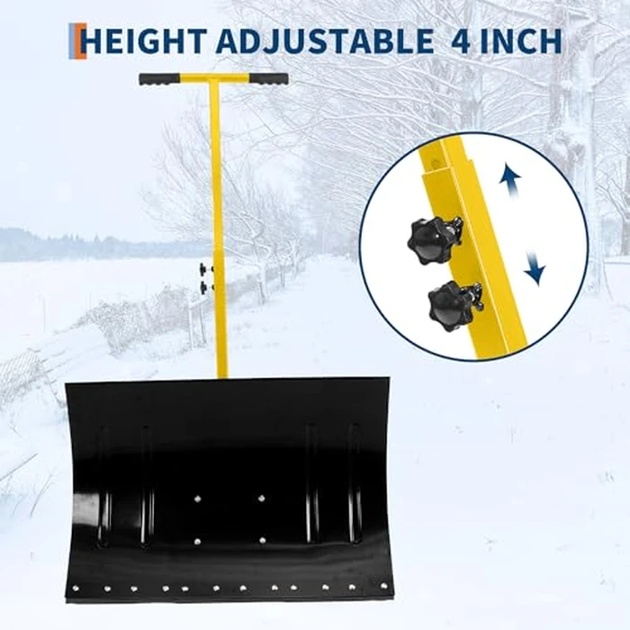 Snow Shovel for Driveway,Heavy Duty Push Snow Plow 29.1 Wx 14.2 H,Ergonomic Snow Pusher Shovel with Wheels with Snow Removal Adjustable Angle & 5-Level Height Handle by Garvee - Image 5