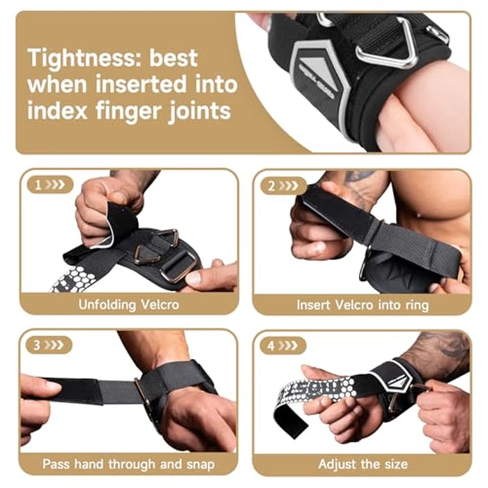 MOST GRIP Drip Glue Non-Slip Wrist Straps for Weightlifting, 2-in-1 Lifting Straps with D Rings for Cable Machine Workout, 10mm Neoprene Padded Wrist Wraps for Weight Lifting Deadlift (Black-White, M (6.3-8.3Inch)) by MOST GRIP - Image 7