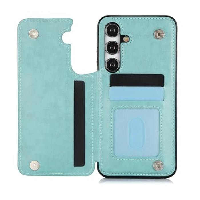 Asuwish Phone Case for Samsung Galaxy S25 5G with Tempered Glass Screen Protector and Card Holder Wallet Cover Stand Flip Leather Cell Accessories S 25 25S GS25 G5 SM-S931U 6.2 inch Women Men Green by Asuwish - Image 4
