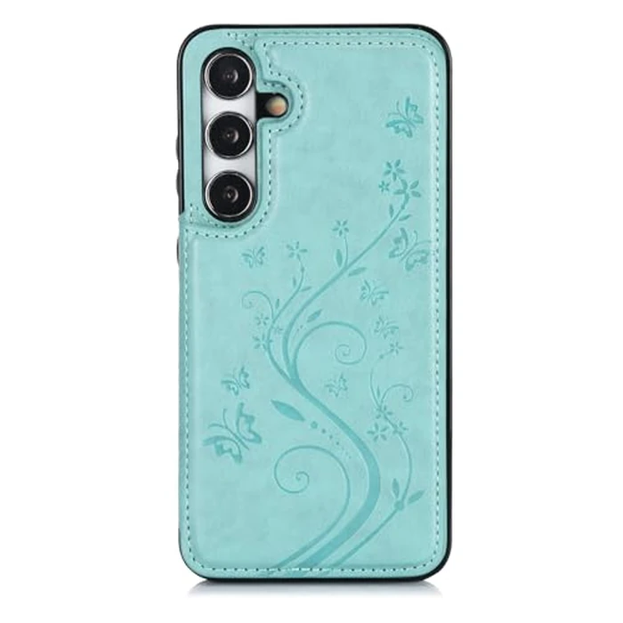 Asuwish Phone Case for Samsung Galaxy S25 5G with Tempered Glass Screen Protector and Card Holder Wallet Cover Stand Flip Leather Cell Accessories S 25 25S GS25 G5 SM-S931U 6.2 inch Women Men Green by Asuwish - Image 6