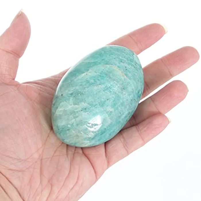 Orientrea Amazonite Palm Stone-1 Pc Amazonite Pocket Energy Stone, Smooth Healing Crystal Worry Stone(Amazonite Stone(1 Pc)) by Orientrea - Used - Like New condition
