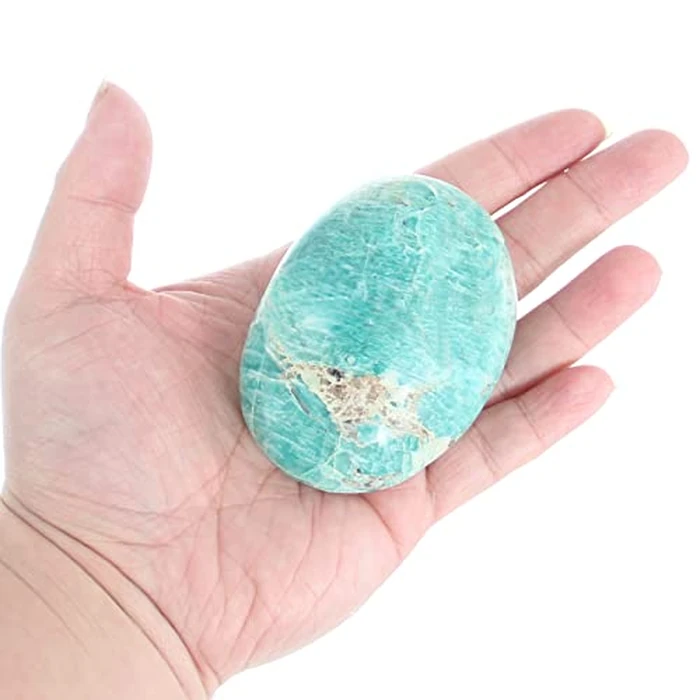 Orientrea Amazonite Palm Stone-1 Pc Amazonite Pocket Energy Stone, Smooth Healing Crystal Worry Stone(Amazonite Stone(1 Pc)) by Orientrea - Image 3