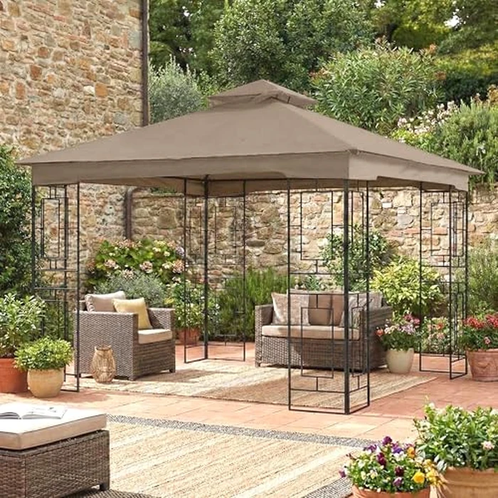 Garden Winds Reinforced Replacement Canopy Top Cover Compatible with The L-GZ724PST-B Garden Treasures Geo 10' x 10' Gazebo - Classic Brown, Riplock 350 by Garden Winds - Image 2