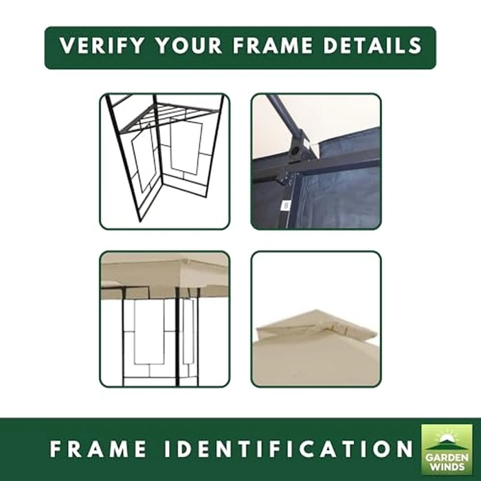 Garden Winds Reinforced Replacement Canopy Top Cover Compatible with The L-GZ724PST-B Garden Treasures Geo 10' x 10' Gazebo - Classic Brown, Riplock 350 by Garden Winds - Image 6