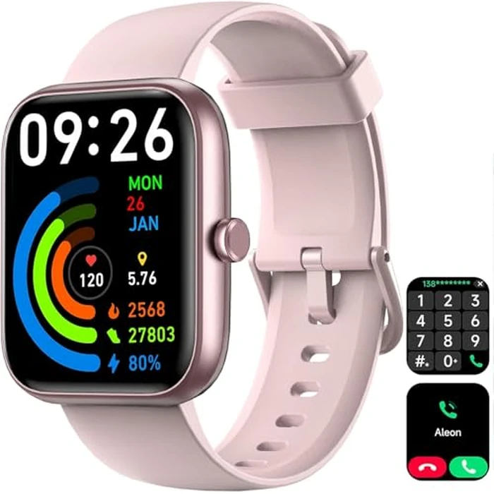 Smart Watch for Men Women with Bluetooth Call, Alexa Built-in, Heart Rate & Sleep Monitor, 1.83" DIY Dial Fitness Watch with 100+ Sport Modes, IP68 Waterproof, Compatible with Android iOS by VRPEFIT - Used - Like New condition - CA$40.17
