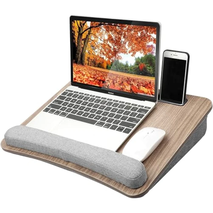 HUANUO Laptop Lap Desk - Portable Lap Desk with Pillow Cushion, Fits up to 15.6 inch Laptop, with Anti-Slip Strip & Storage Function for Home Office Students Use as Computer Laptop Stand, Book Tablet by HUANUO - Used - Acceptable condition - US$29.99