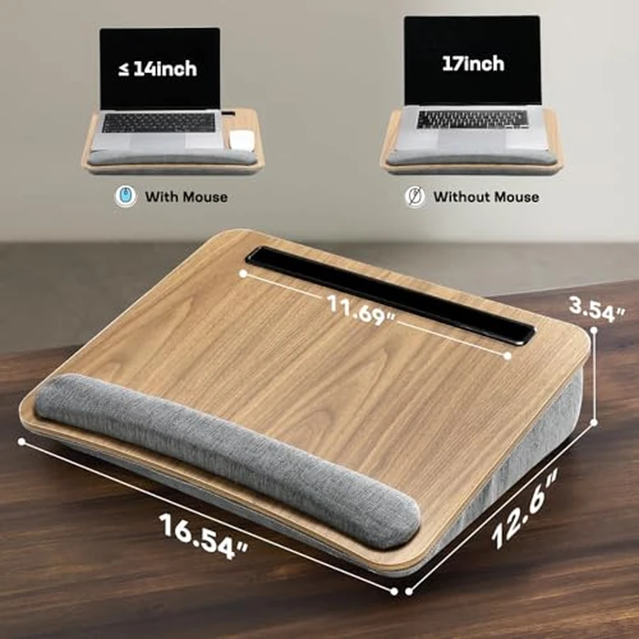 HUANUO Laptop Lap Desk - Portable Lap Desk with Pillow Cushion, Fits up to 15.6 inch Laptop, with Anti-Slip Strip & Storage Function for Home Office Students Use as Computer Laptop Stand, Book Tablet by HUANUO - Image 4