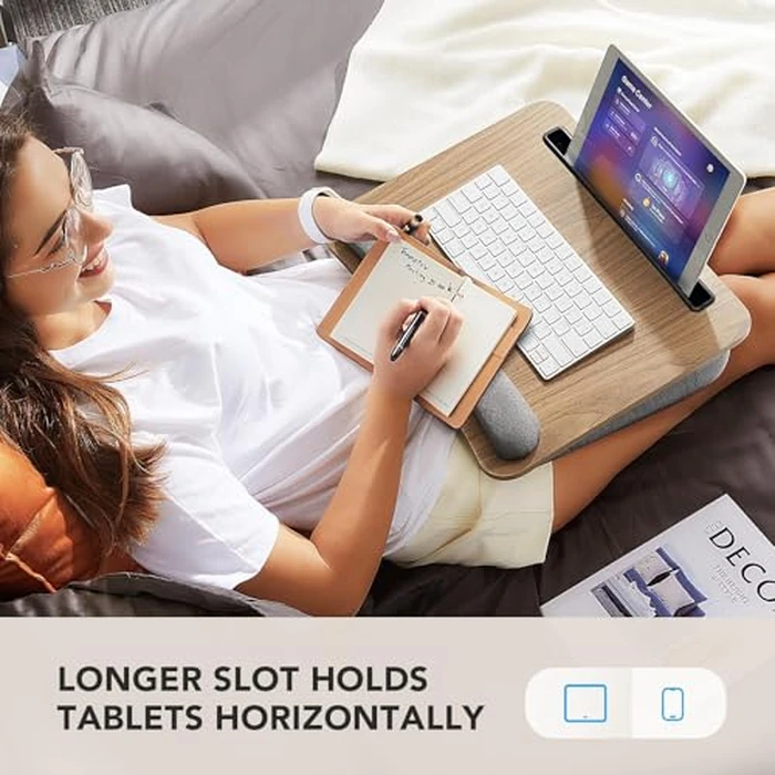 HUANUO Laptop Lap Desk - Portable Lap Desk with Pillow Cushion, Fits up to 15.6 inch Laptop, with Anti-Slip Strip & Storage Function for Home Office Students Use as Computer Laptop Stand, Book Tablet by HUANUO - Image 6