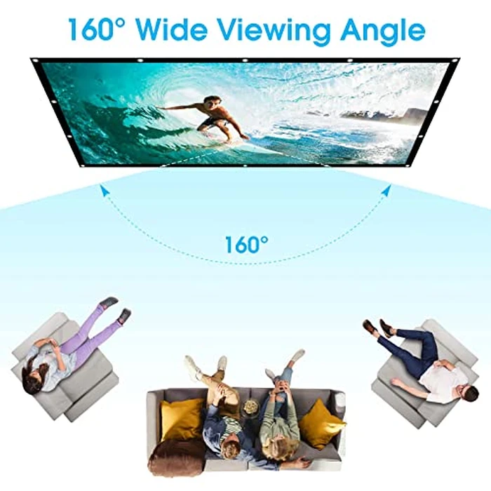 Frocopo 100 inch Projection Screens, Double Sided Washable Outdoor Projection Screen, 16:9 Foldable Anti-Crease Portable Projector Movies Screens for Camping Party, Home Theater, Office by Frocopo - Image 5