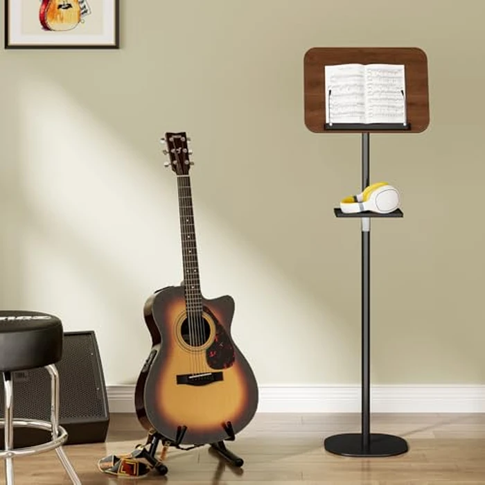Snughome Floor Book Stand with Removable Tray, Wood Standing Book Stand for Reading, Height Adjustment 21"-51", Music Stand Cookbook Stand Textbook Stand Laptop Stand Book Holder for Display by Snughome - Image 3