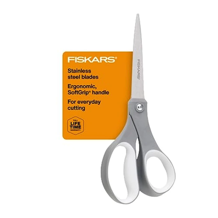 Fiskars All Purpose Scissors, High Performance Cutting, Stainless Steel Blades, Ergonomic and Comfort Handles, Perfect for Arts and Crafts and the Office, Scissors for Office by Fiskars - Image 1