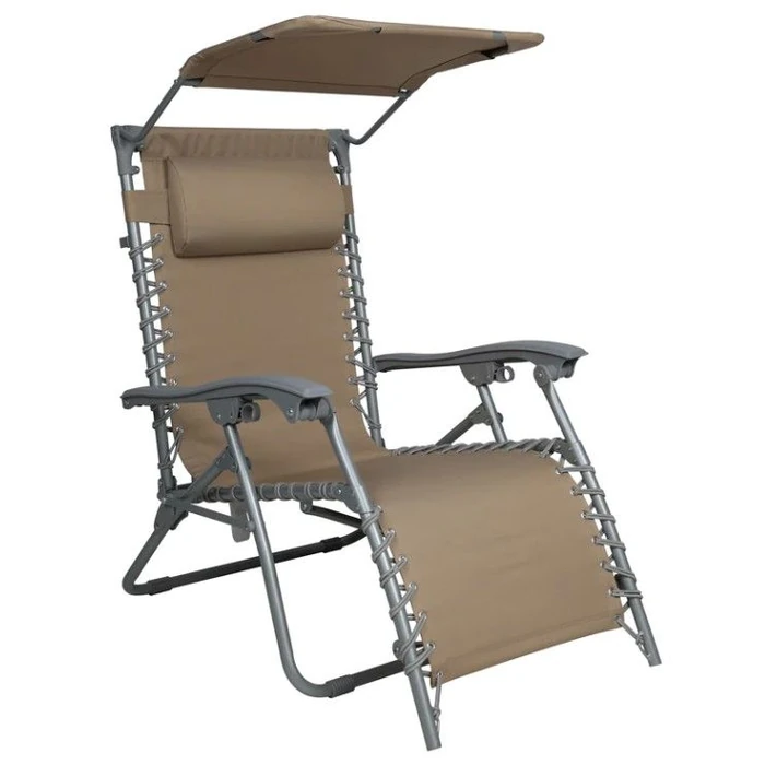 Bliss Hammocks 26" Gravity Free Beach Chair with Pillow and Canopy - Taupe by Bliss Hammocks - Refurbished - Excellent condition - US$80.45