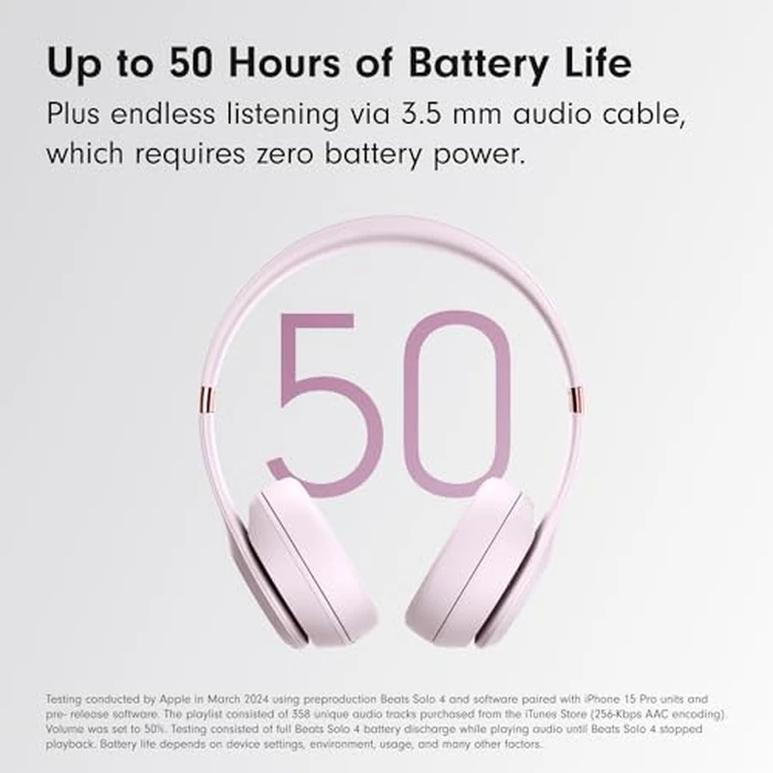 Beats Solo 4 - Wireless On-Ear Bluetooth Headphones, Up to 50-Hour Battery Life, Ultra-Lightweight Comfort, Powerful and Balanced Sound, Apple & Android Compatible - Cloud Pink by Beats - Image 5