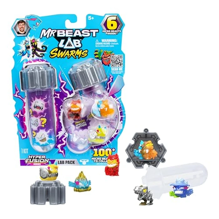 MrBeast Lab Swarms Series 3, Hyper Fusion Series, 6 Pack - Lab Pack Includes 6 Micro Beasts, 6 Collectible Stickers & 2 Stackable Fusion Caps to Build Out Your Own MrBeast Lab by MRBEAST LAB - Used - Very Good condition