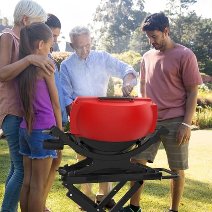 Grill Stand for Weber Q Grill Cart, BBQ Portable Grill Table for Weber Q1200 Q1000 Q2000 Q1400, Heavy-duty Trolley Collapsible Dining Table for Outdoor Camping BBQ Cooking Tailgating, Black, 2 Wheels by BBQ Future - Image 4