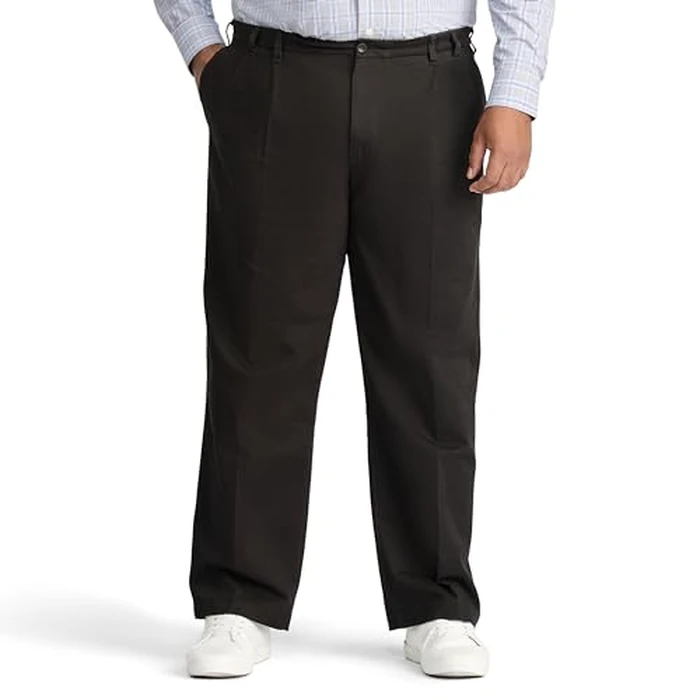 IZOD Men's Big and Tall Performance Stretch Pleated Pant, Black, 48W X 30L by IZOD - Used - Like New condition - US$23.52
