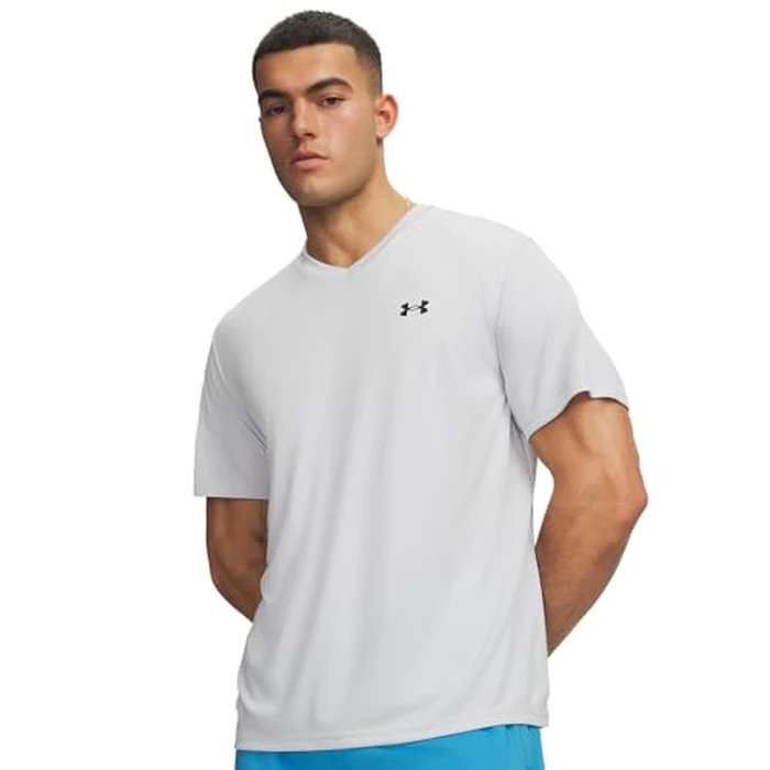 Under Armour Men's Velocity 2.0 Short Sleeve V Neck T Shirt, (015) Halo Gray / / Black, Large by Under Armour - Used - Like New condition - US$17.65