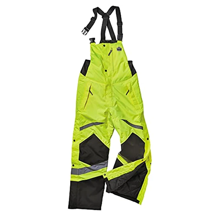 Insulated Thermal Bib Overalls, High Visibility, Weather-Resistant, 2XL, Ergodyne GloWear 8928, Lime by Ergodyne - Used - Like New condition