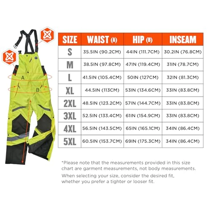 Insulated Thermal Bib Overalls, High Visibility, Weather-Resistant, 2XL, Ergodyne GloWear 8928, Lime by Ergodyne - Image 8