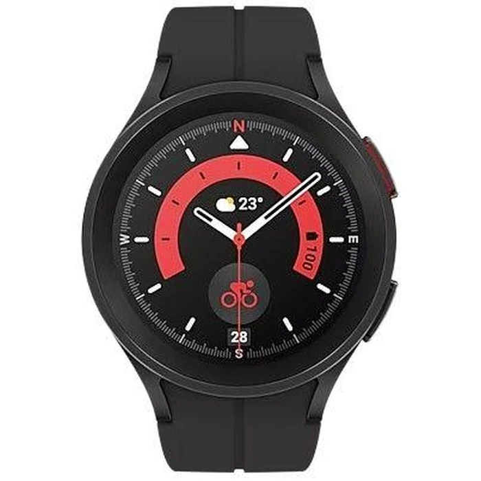 Samsung Galaxy Watch5 Pro (Bluetooth) - 16GB - 45mm - Black Titanium Titanium Case with Black Titanium Silicone by Samsung - Refurbished - Acceptable condition - US$45.98