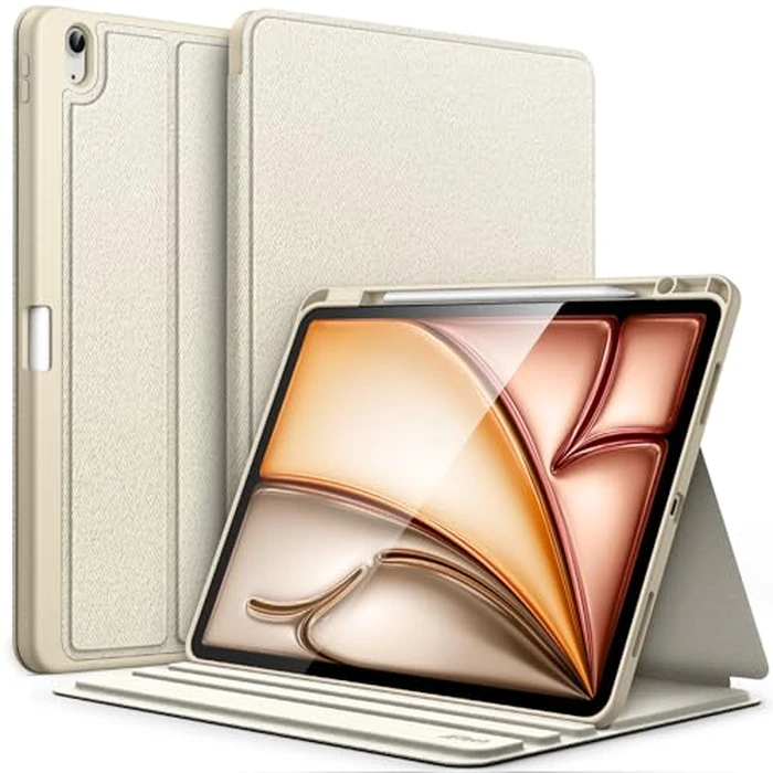 JETech Case for iPad Air 13-Inch M4/M3/M2 (2026/2025/2024) with Pencil Holder, Slim Folio Stand Protective Tablet Cover, Multi-Angle Viewing, Auto Wake/Sleep (Starlight) by JETech - Used - Good condition - CA$23.98