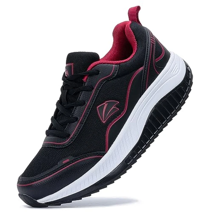 QAUPPE Womens Walking Shoes with Arch Support Orthotic Running Tennis Sneakers for Plantar Fasciitis, Heel and Foot Pain Relief, Nursing BlackRose US 6.5 by QAUPPE - Image 1