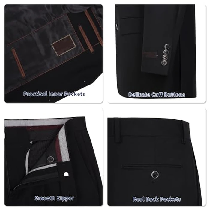 P&L Men's 2-Piece Classic Fit Office 2 Button Suit Jacket & Pleated Pants Set Black 54 Regular / 50 Waist by P&L - Used - Like New condition - US$63.16