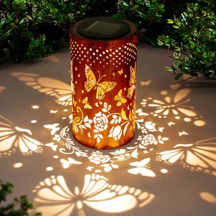 Butterfly Solar Lanterns Outdoor Hanging, Hollowed-Out Metal Waterproof LED Garden Decor Light for Patio Yard Pathway Lawn Front Porch, Christmas Thanksgiving Birthday Gifts for Women Mom Grandma by DIBIEECN - Image 1