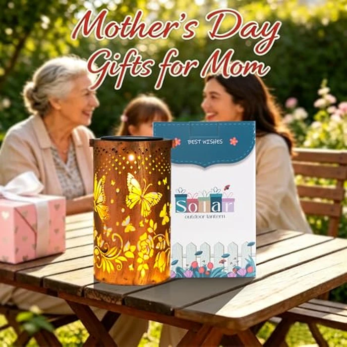 Butterfly Solar Lanterns Outdoor Hanging, Hollowed-Out Metal Waterproof LED Garden Decor Light for Patio Yard Pathway Lawn Front Porch, Christmas Thanksgiving Birthday Gifts for Women Mom Grandma by DIBIEECN - Image 2