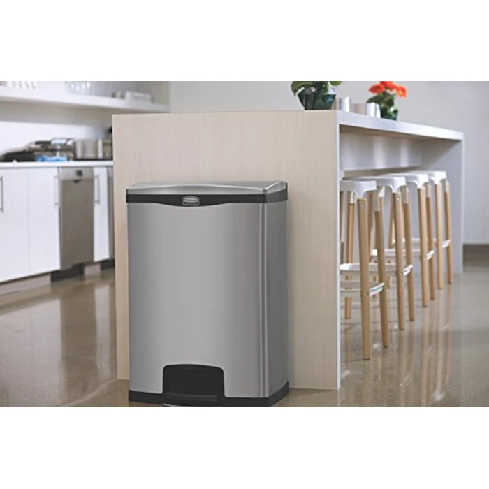 Rubbermaid Commercial Products Slim Jim Front Step-On Trash Can Stainless Steel 24 Gallon Black Indoor/Outdoor Waste Container for Office/Hospital/Mall/Kitchen by Rubbermaid Commercial Products - Image 6