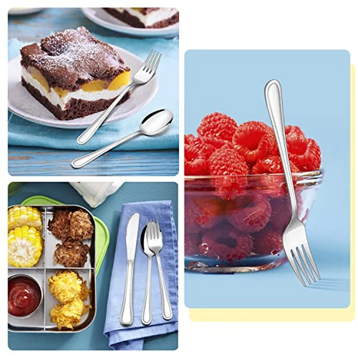 E-far 12-Piece Kids Silverware, Stainless Steel Toddler Kids Utensils Safe for Preschooler/Children, Includes 4 Forks 4 Spoons 4 Knife, Slimline Adult Look & Small Size, Rust Free & Dishwasher Safe by E-far - Image 4