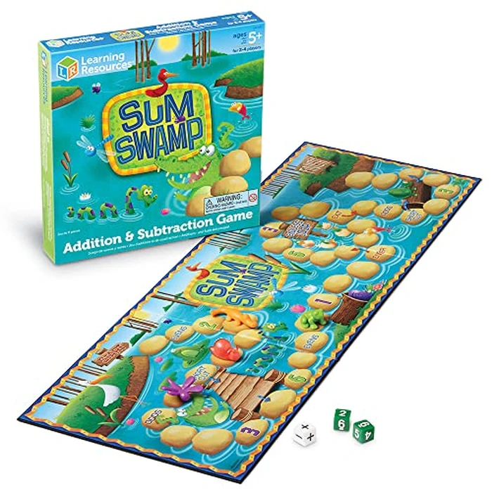 Learning Resources Sum Swamp Game Addition & Subtraction Board Game - Educational Homeschool, Elementary Math Classroom Must Haves, Kindergarten, Gifts for Kids, Numbers for Boys and Girls by Learning Resources - Used - Like New condition - US$19.98
