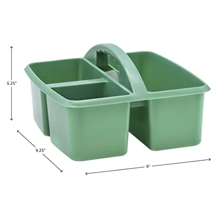 Teacher Created Resources Eucalyptus Green Portable Plastic Storage Caddy 6-Pack for Classrooms, Kids Room, and Office Organization, 3 Compartments by Teacher Created Resources - Image 2